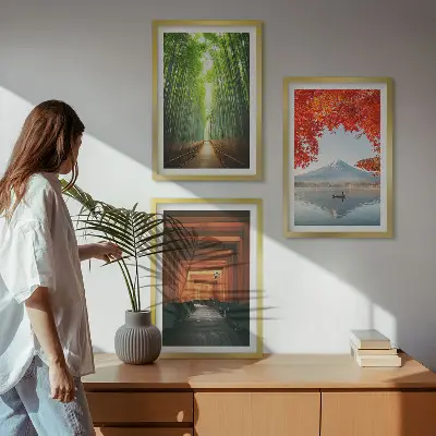 Fuji Bamboo Forest Landscape Wall Art Set 