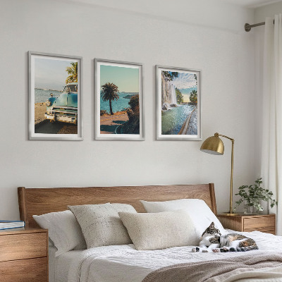Three-piece wall art piece Holiday palm trees waterfall