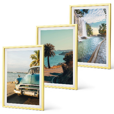 Three-piece wall art piece Holiday palm trees waterfall