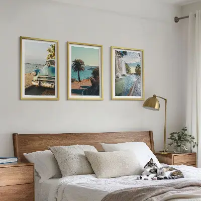 Holiday Palm Trees Waterfall Wall Art three-piece set
