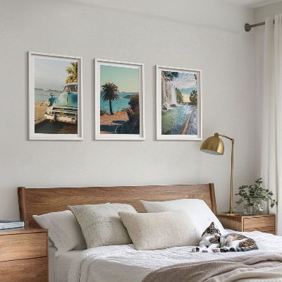 Three-piece wall art piece Holiday palm trees waterfall