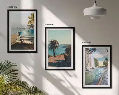 Holiday Palm Trees Waterfall Wall Art three-piece set
