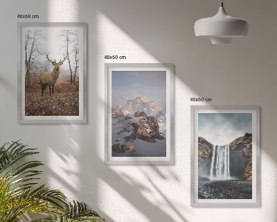 Set of 3 framed wall art pieces Wild mountain landscapes