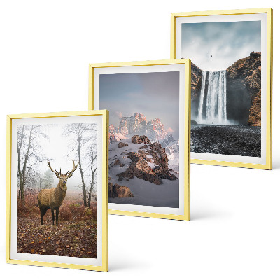 Set of 3 framed wall art pieces Wild mountain landscapes