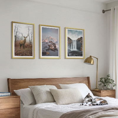 Set of 3 framed wall art pieces Wild mountain landscapes