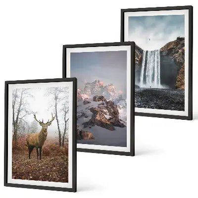 Wild mountain landscapes set of 3 framed wall art pieces