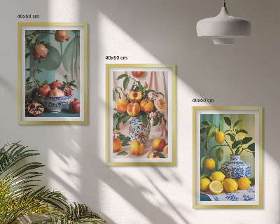 Wall art set Pomegranates, peaches, lemons
