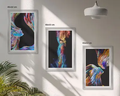 Colorful abstract faces wall art set of 3 framed pieces