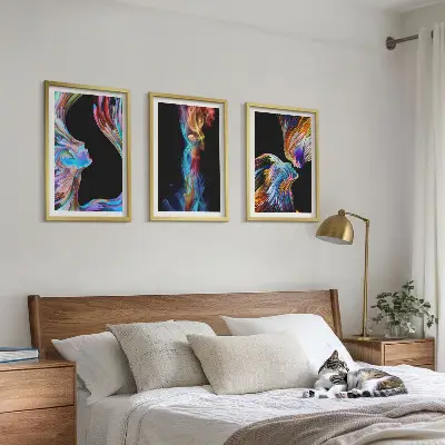 Colorful abstract faces wall art set of 3 framed pieces