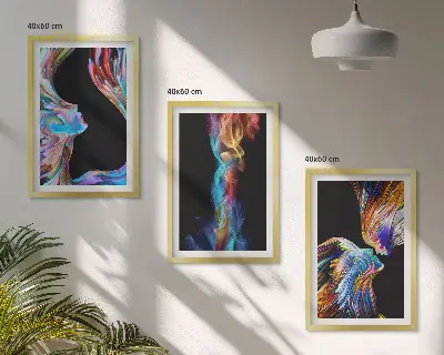 Colorful abstract faces wall art set of 3 framed pieces