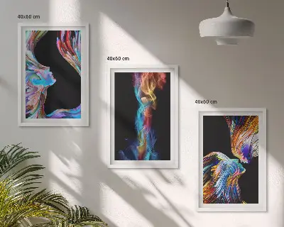 Colorful abstract faces wall art set of 3 framed pieces