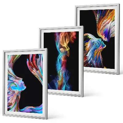 Colorful abstract faces wall art set of 3 framed pieces