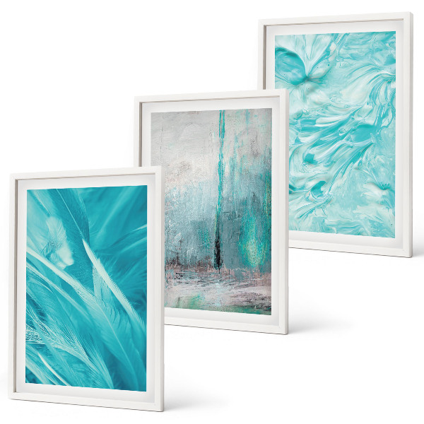 Wall art set Blue shades abstract patterns