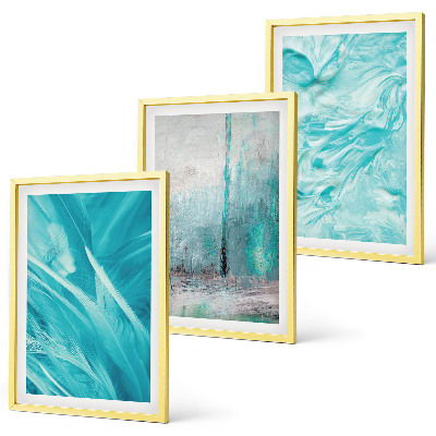 Wall art set Blue shades abstract patterns