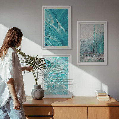 Wall art set Blue shades abstract patterns