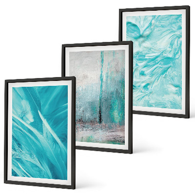 Wall art set Blue shades abstract patterns