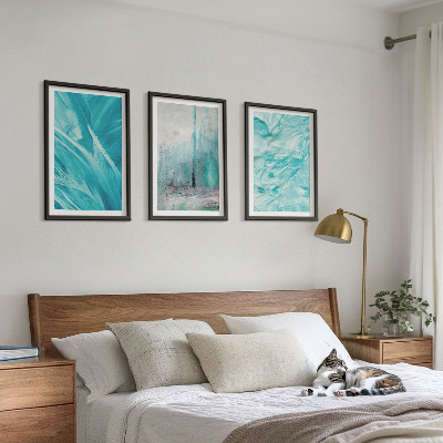 Wall art set Blue shades abstract patterns
