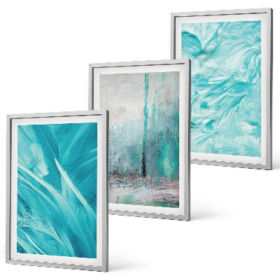Wall art set Blue shades abstract patterns