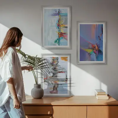 Abstract painting three-piece wall art set modern abstract compositions
