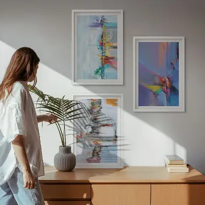 Abstract painting three-piece wall art set modern abstract compositions
