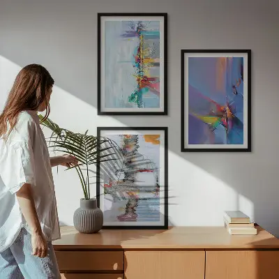 Abstract painting three-piece wall art set modern abstract compositions