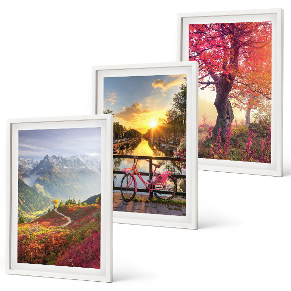 Wall art set Mountain landscapes by bike