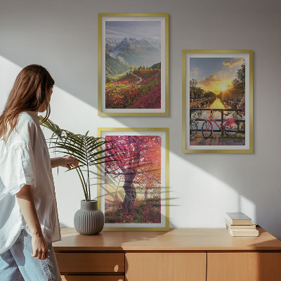 Wall art set Mountain landscapes by bike