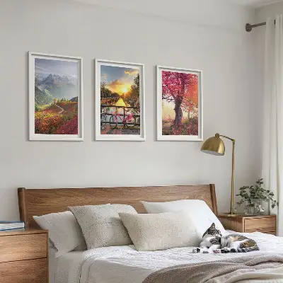 Mountain landscapes by bike wall art set set of mountain landscapes featuring bikes