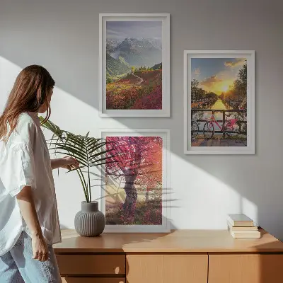 Mountain landscapes by bike wall art set set of mountain landscapes featuring bikes