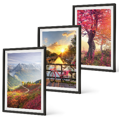 Wall art set Mountain landscapes by bike