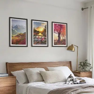 Mountain landscapes by bike wall art set set of mountain landscapes featuring bikes