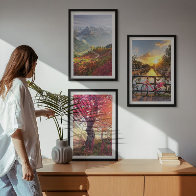 Wall art set Mountain landscapes by bike