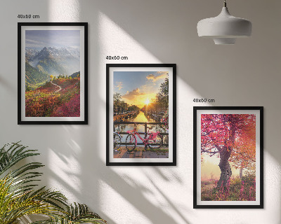 Wall art set Mountain landscapes by bike