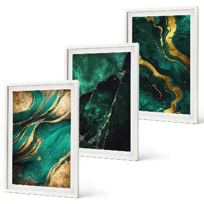 Set of 3 framed wall art pieces with elegant stone patterns