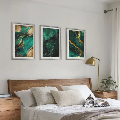 Set of 3 framed wall art pieces with elegant stone patterns