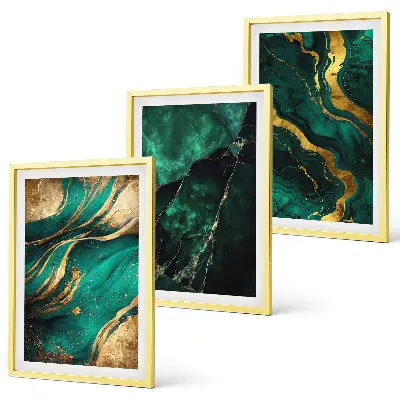 Set of 3 framed wall art pieces with elegant stone patterns