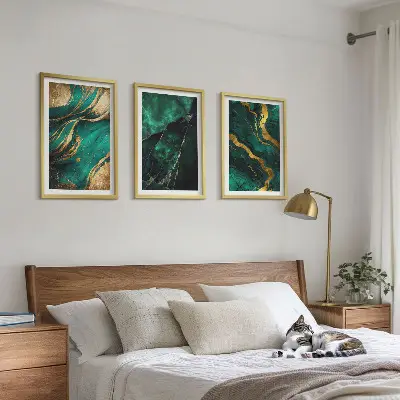 Set of 3 framed wall art pieces with elegant stone patterns