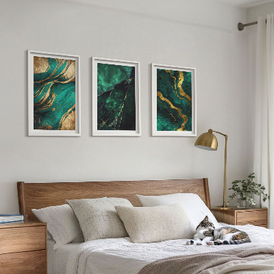Set of 3 framed wall art pieces Elegant stone patterns