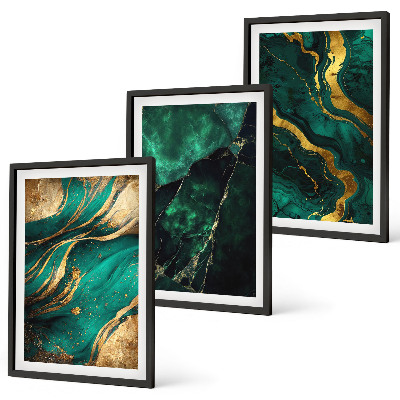 Set of 3 framed wall art pieces Elegant stone patterns