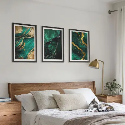 Set of 3 framed wall art pieces with elegant stone patterns