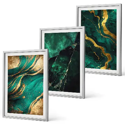 Set of 3 framed wall art pieces with elegant stone patterns