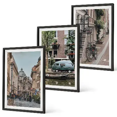 Wall art set City views of buildings