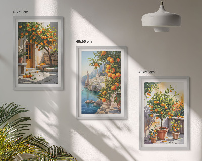 Three-piece wall art piece Painted citrus landscapes