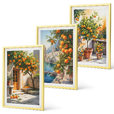 Three-piece wall art piece Painted citrus landscapes