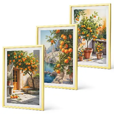 Painted citrus landscapes three-piece wall art set