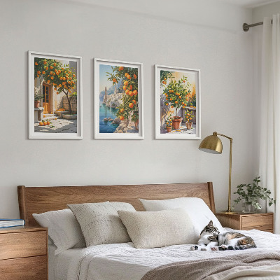 Three-piece wall art piece Painted citrus landscapes
