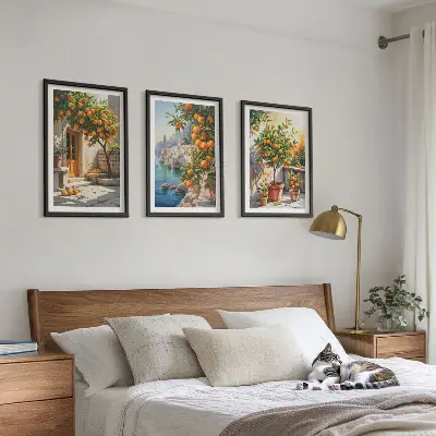 Painted citrus landscapes three-piece wall art set