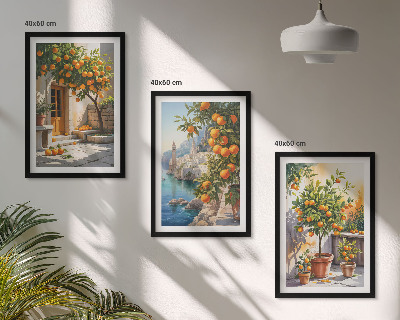 Three-piece wall art piece Painted citrus landscapes