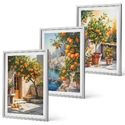 Painted citrus landscapes three-piece wall art set