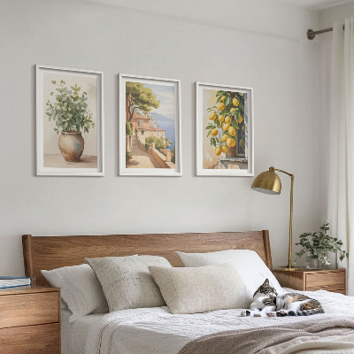 Wall art set Flowers in a vase, a sea of ​​lemons